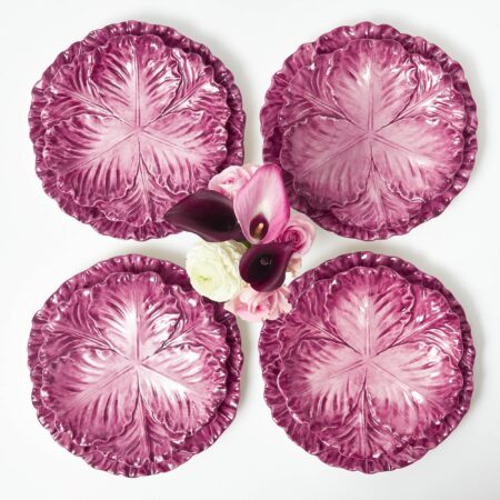 Fineez Serena Aubergine Cabbage Dinner & Starter Plates – Set of 8