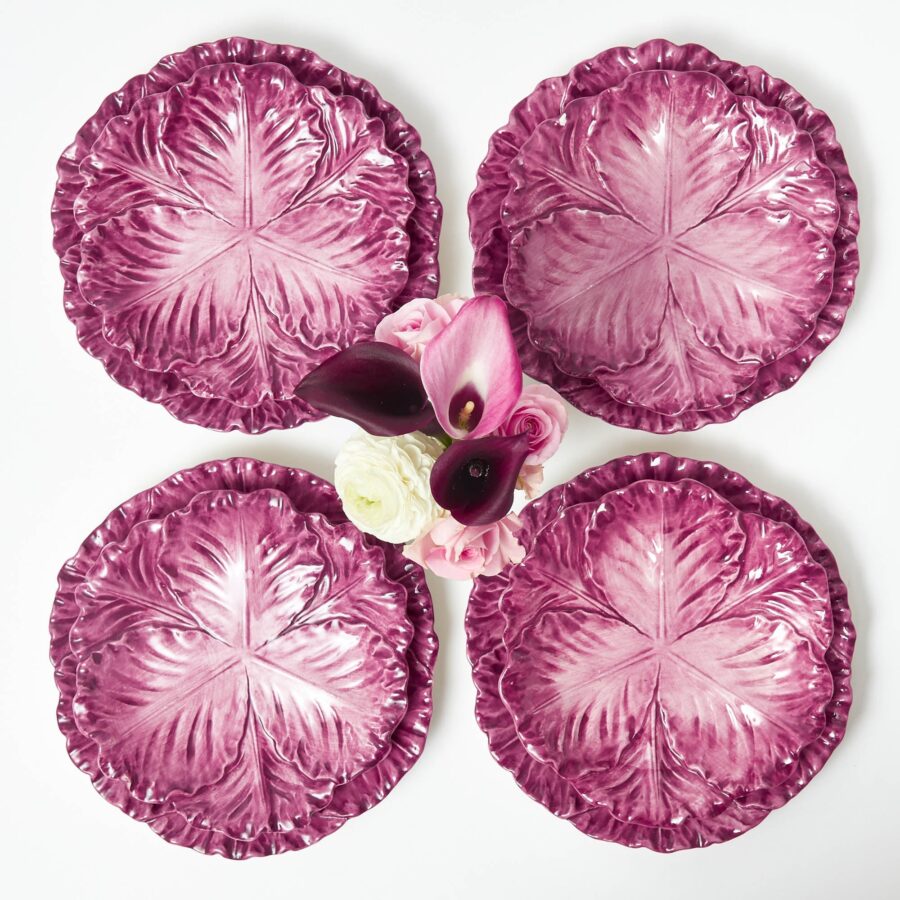 Fineez Serena Aubergine Cabbage Dinner & Starter Plates – Set of 8