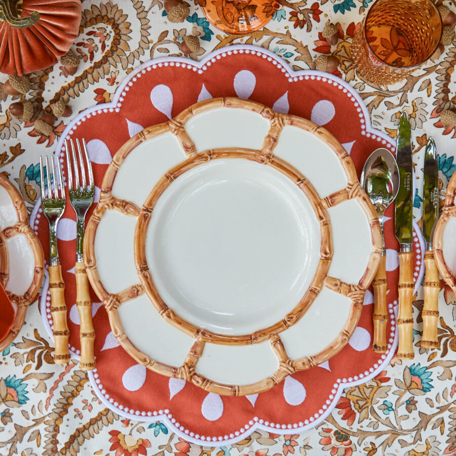 Fineez Petal Bamboo Ceramic Dinner Plates – Set of 4 - Image 4