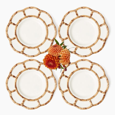 Fineez Petal Bamboo Ceramic Dinner Plates – Set of 4